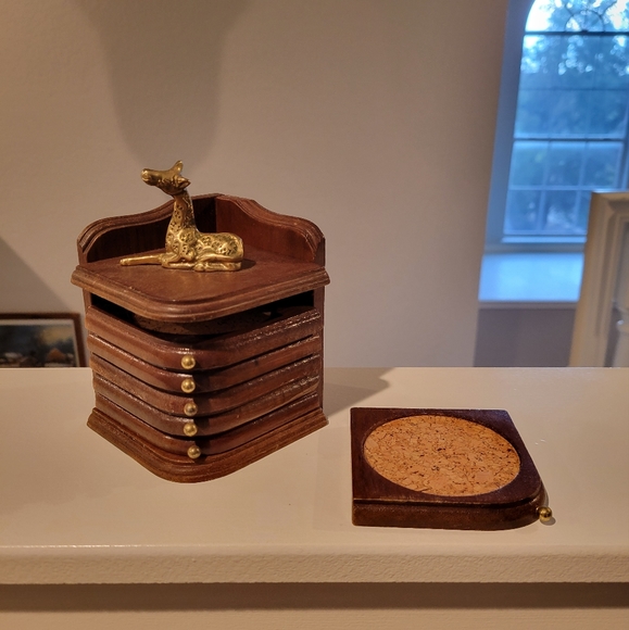 Brass Baby Giraffe Coaster Set - Picture 5 of 5